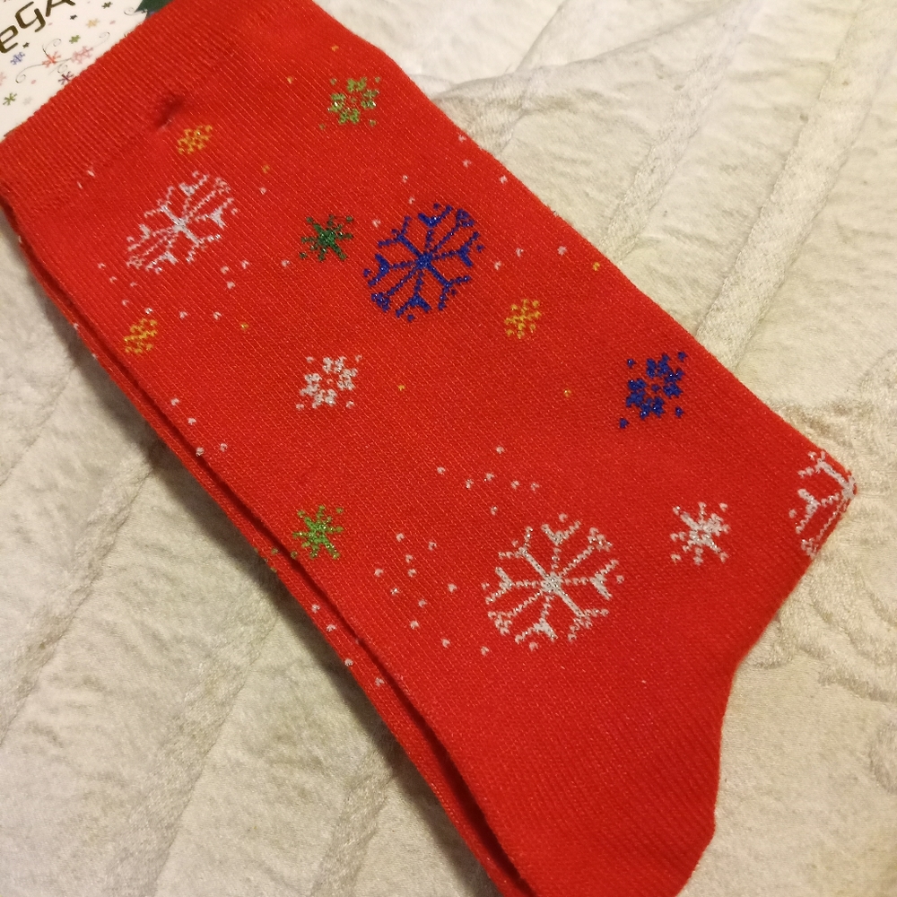 New LeGale snowflake Socks, Red & Blue